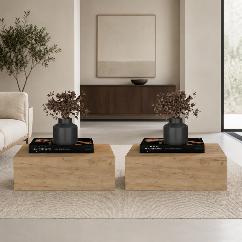 Ensemble de 2 tables de chevet murales flottantes Custer, chêne naturel Custer, Naturel