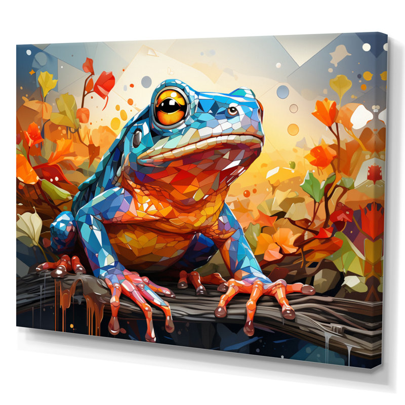 Maricevich " Colourful Frog Harmony II ", H 30 po x l 40 po x P 1,5 po, Toile tendue