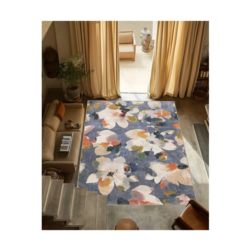 Multicolored Floral Patterned Creative Modern Decorative Carpet, Runner 2'6" x 6'7"