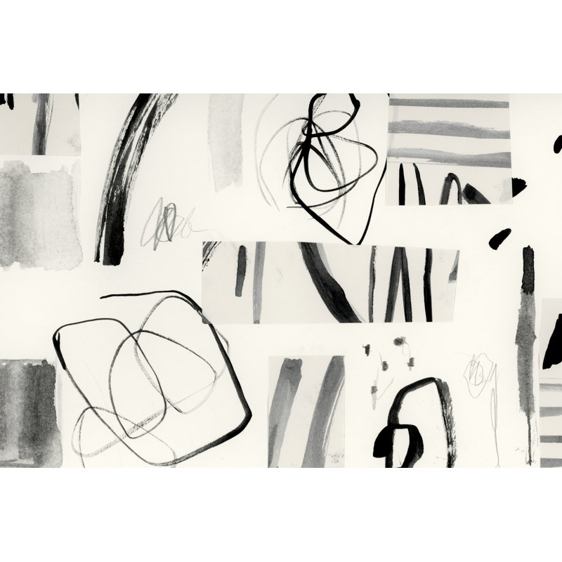«Neutral Patchwork II» par Victoria Barnes - peinture sur toile tendue, H 32 po x l 48 po