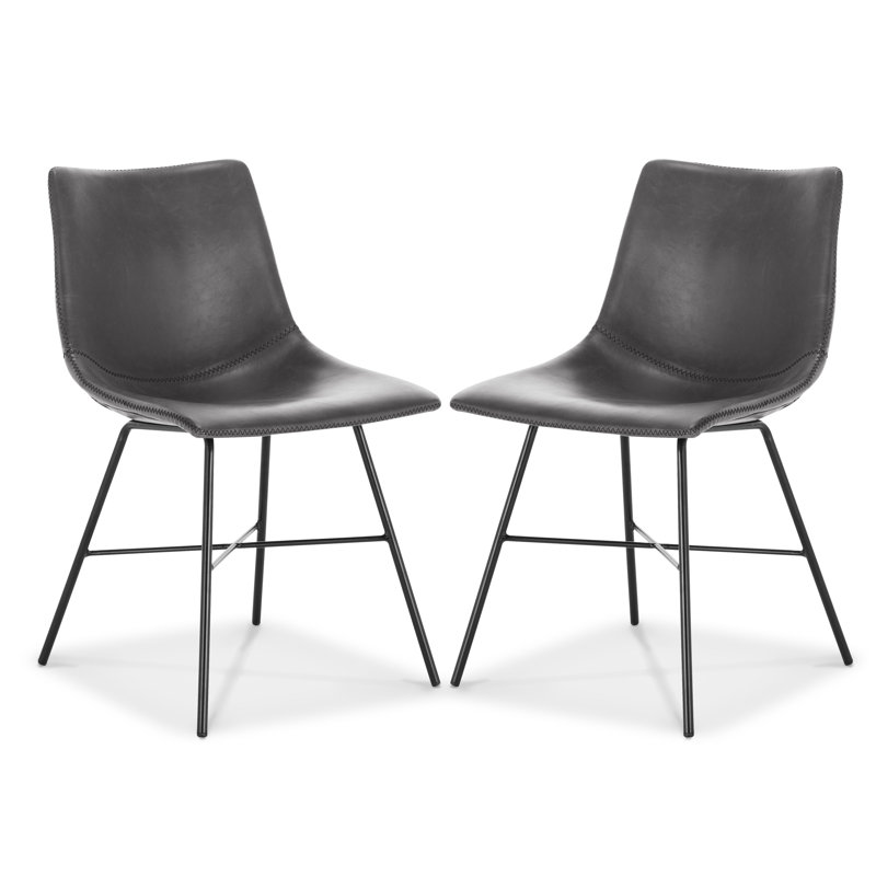 Chaise en cuir Bela, Similicuir gris