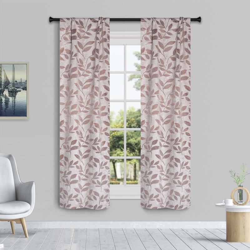 Panneaux de rideaux à passe-tringle en polyester Finklea, L 52 po x L 96 po, Champagne