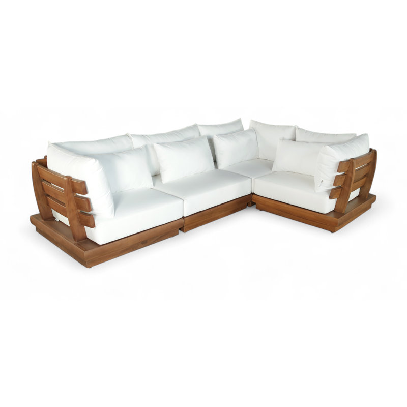 Ivry Water Resistant Fabric Upholstered Outdoor Patio Modular Sectional, White
