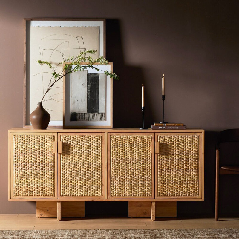 Buffet en bois massif avec meuble télé en bois de pin naturel