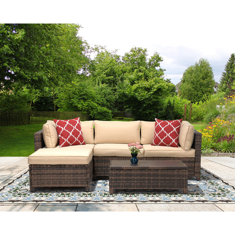Parkhurst 3 - Person Patio Conversation Set with Cushions, Beige