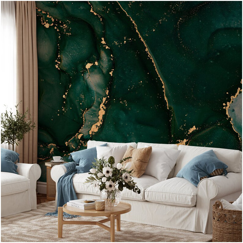 Emerald Ember: profondeurs dorées, L 161 po x l 110 po