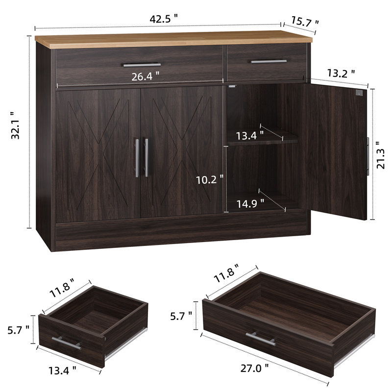 Buffet Dennisse 42,5 po, Brun