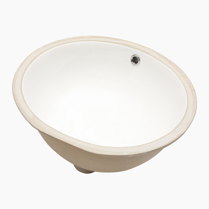 Hewei 16'' White Ceramic Oval Bathroom Sink with Overflow