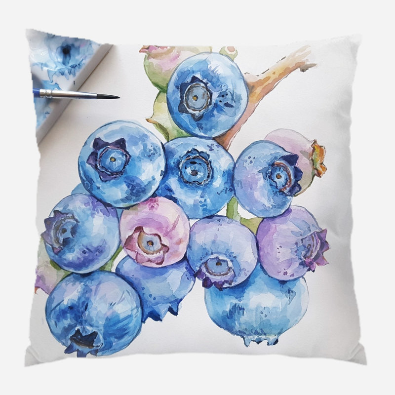 Coussin blueberries Deskins, Microsuède, Intérieur