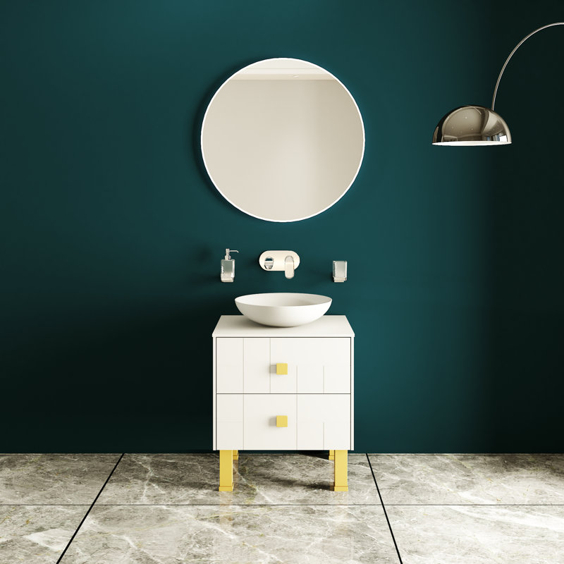 Meuble-lavabo autoportant avec lavabo Spruha-F_Modern, Blanc mat