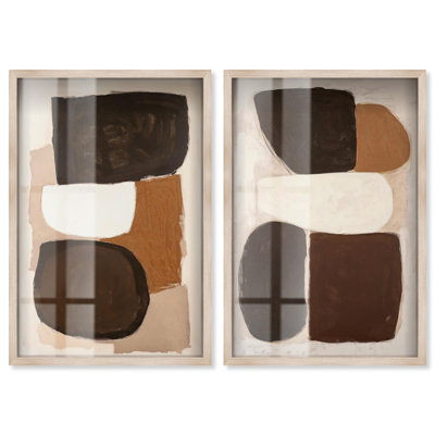 Ensemble de décoration murale asymétrique « Balance Set » avec impression en shadowbox, couleur brune, par Art Remedy, cadre noir, 10 x 15