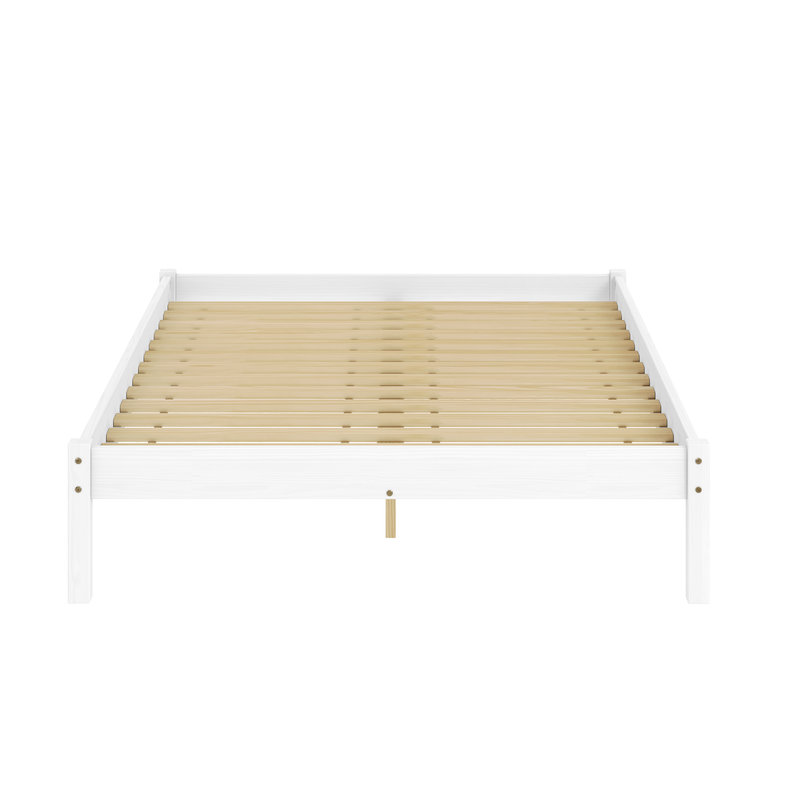 Solid Wood Modern Platform Bed Frame, White, Full / Double