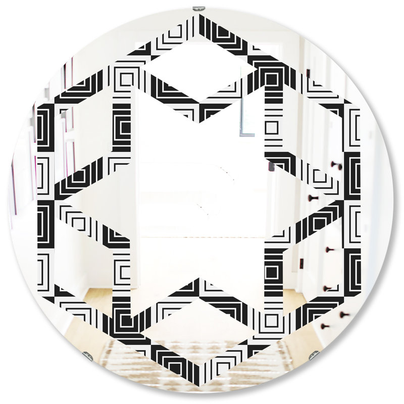 Miroir mural hexagonal à motif géométrique et sans cadre xi, 31,5 po x 31,5 po