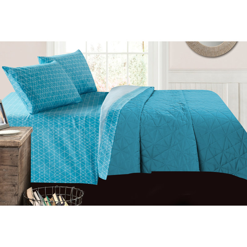 Dinosaurs Percale Geometric Sheet Set, Full Sheet Set with Fitted Sheet and 2 Pillowcases
