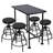 Industrial Bar Table And 4 Stools Set, Solid Pine Wood With Black Walnut Finish, Fixed Height Bar Height Table With Adjustable Stools For Kitchen, Dining Room, Home Bar & Cafe-156733354