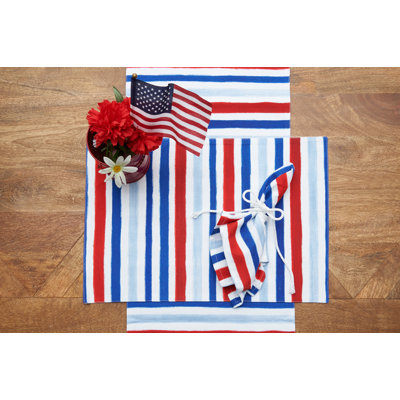 Cotton Blend Striped Rectangle Napkin