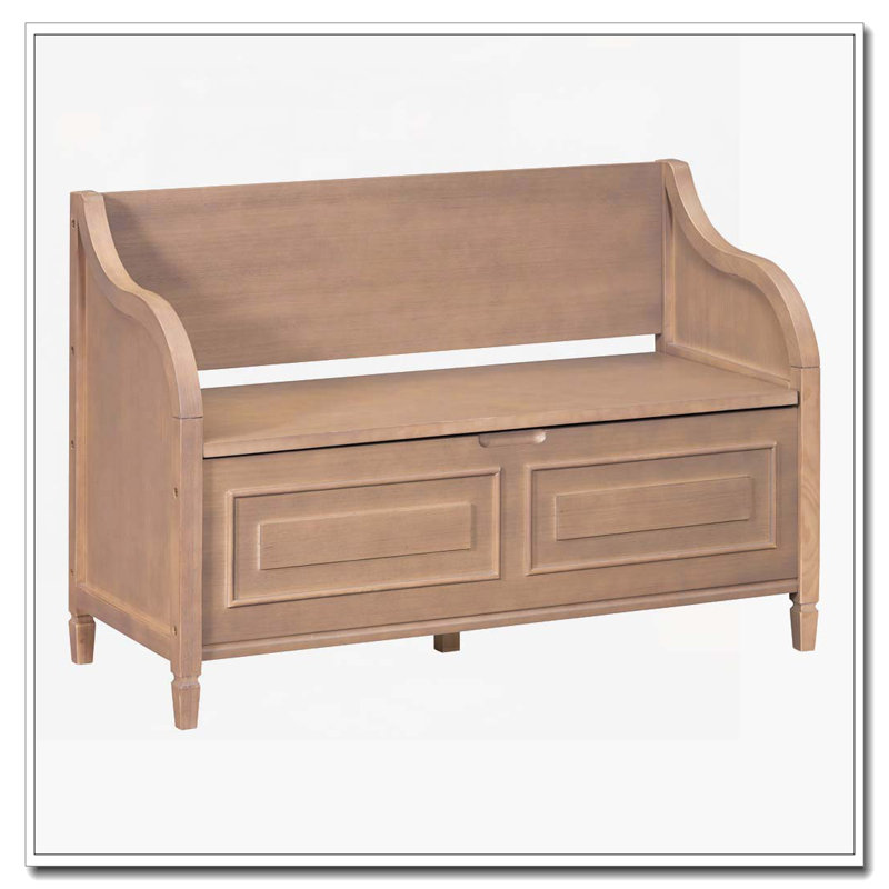 Banc de rangement multifonctionnel en bois massif pour hall d'entrée, Brun
