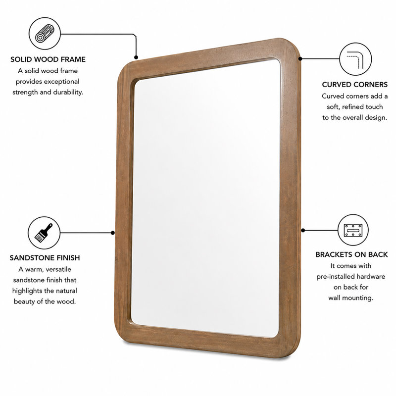 Monterey - Rectangular Wall Mirror - Sandstone Finish