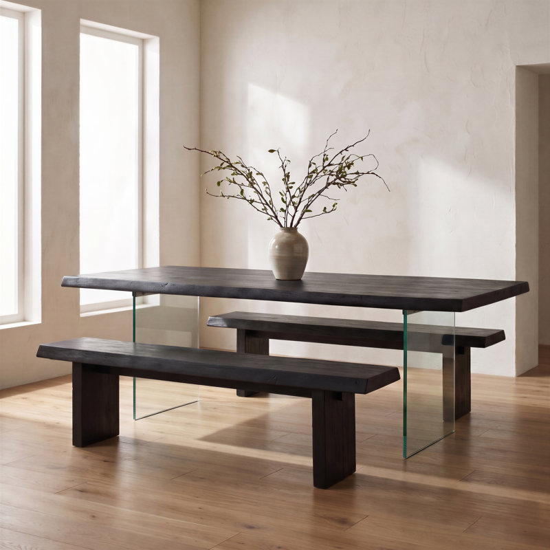 Colin Acacia Solid Wood Top Dining Table, 29.75"H x 92"L x 40"W, Ebonized