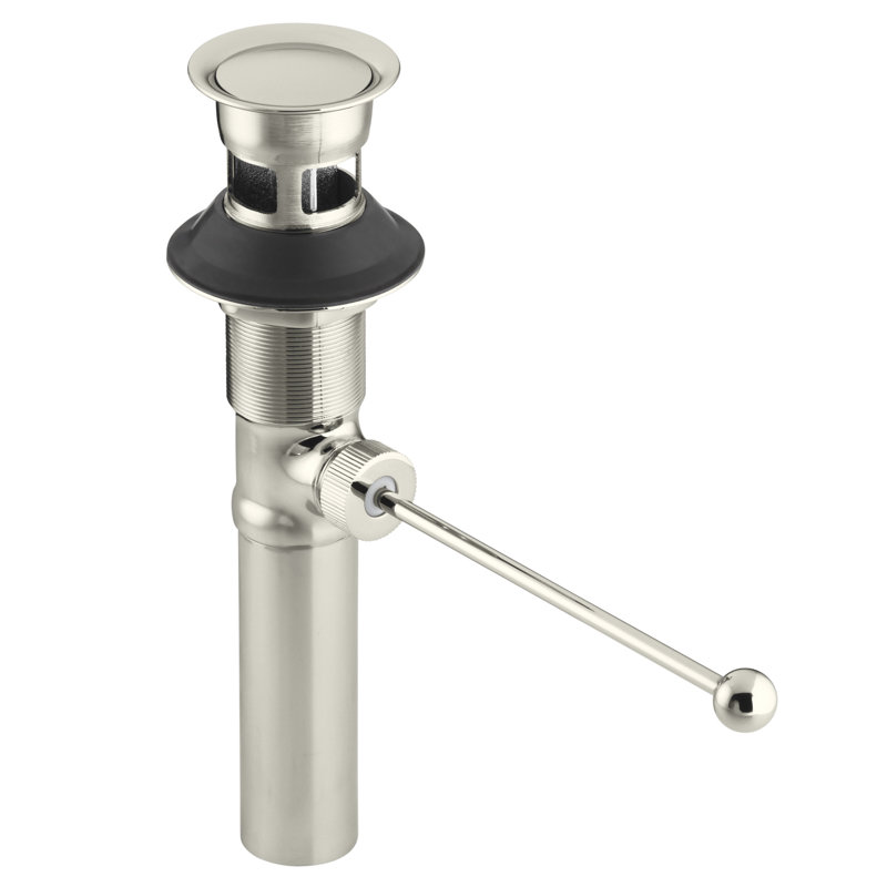 Premier Exposed 1.25" Pop-Up Bathroom Sink Drain With Overflow, Vibrant Polished Nickel, Yes