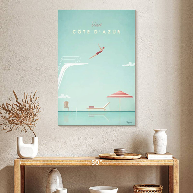 Affiche de voyage rétro Aime Cote D'Azer, H 39 po x l 26 po