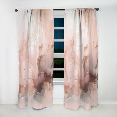 Pink Delicate Abstract Marble I - Modern Velvet Curtain - Room Darkening - 1 panel