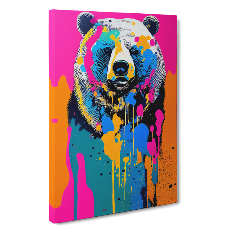 Dripping Paint Bear No.1 - Wrapped Canvas, 76cm H x 50cm W