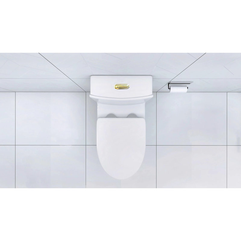 Glossy White Toilet With Advanced Flushing And Easy Maintenance Porcelain Powerful Flush Skirted Look, White