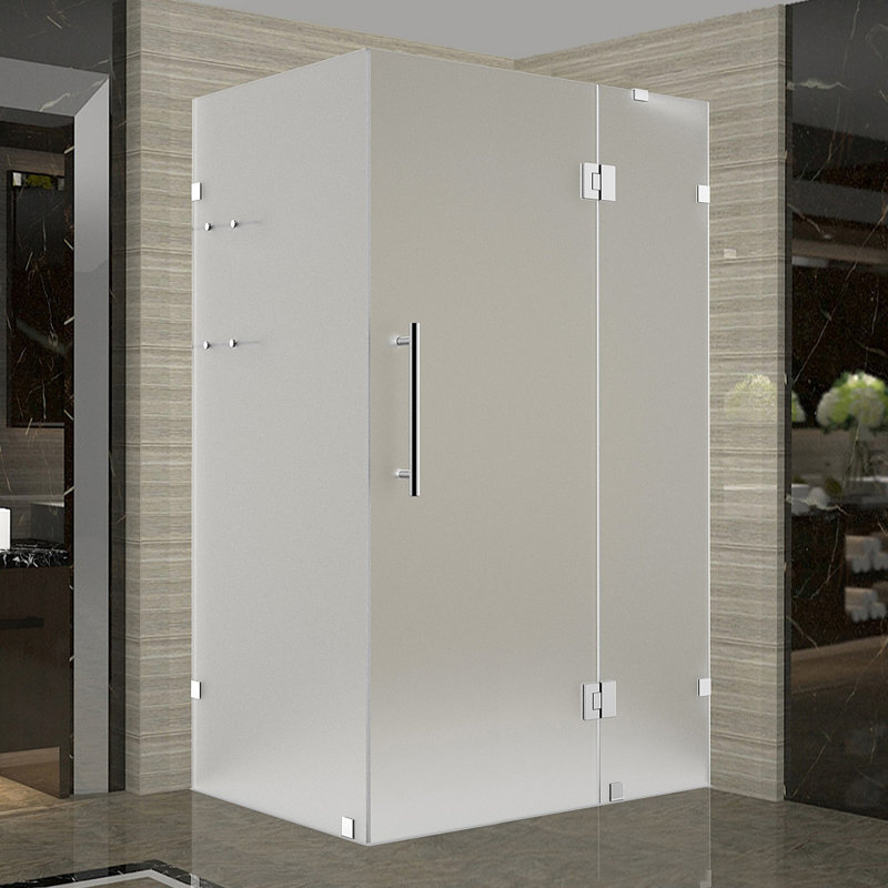 Cabine de douche sans cadre Avalux GS l 40 po x P 34 po x H 72 po, Acier inoxydable, Verre givré