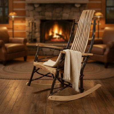  Chaise berçante Timberlux Hickory à 9 lattes, finition naturelle
