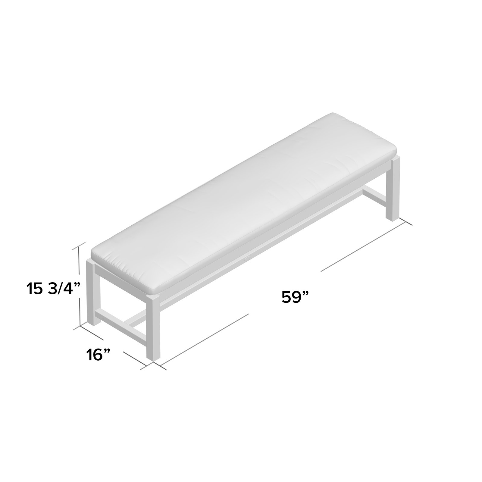 Club 59" Teak Picnic Bench, Oyster Teak, No Welt, Arbor Chambray Dove Sunbrella®