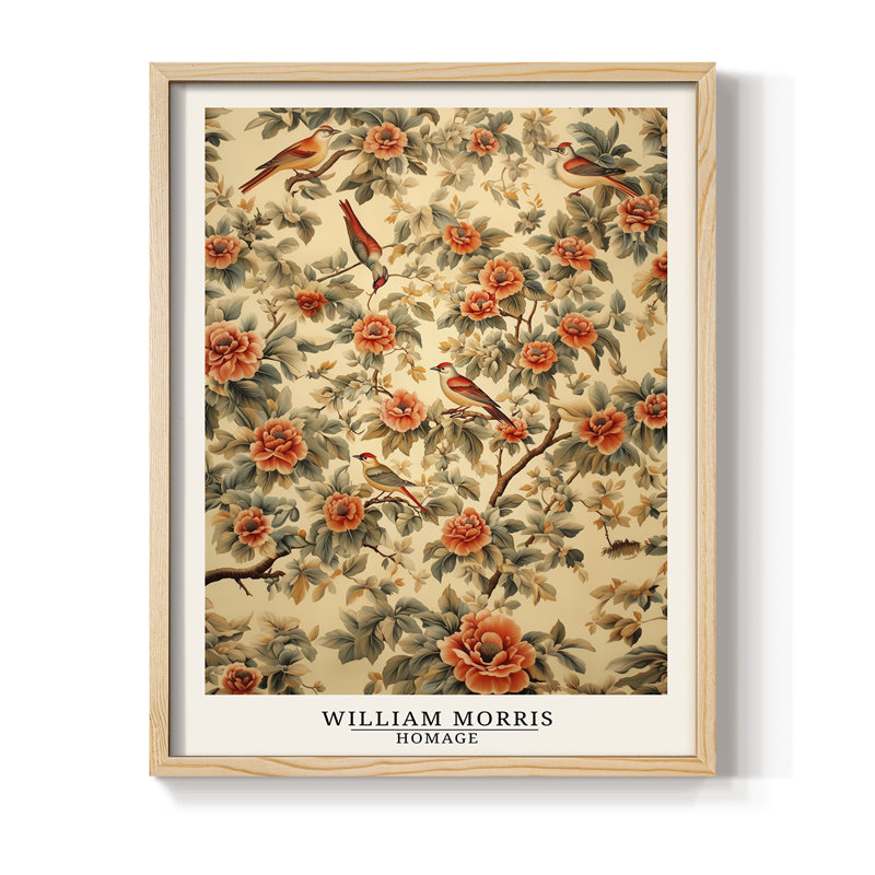 Imprimé encadré en bois massif de la série CCXLVII de Wm Morris, Naturel, H 11 po x l 9 po