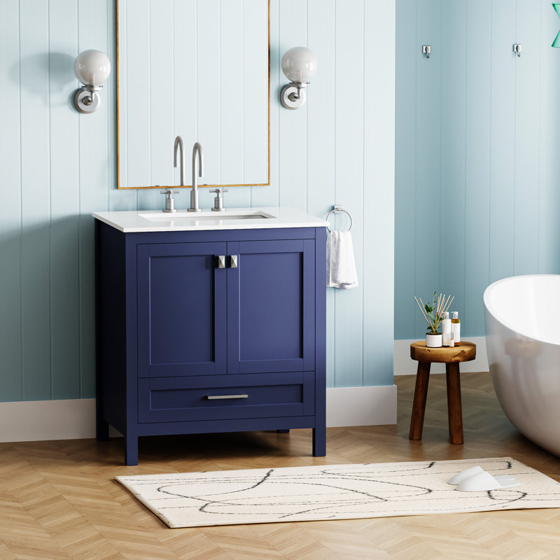 Meuble-lavabo autoportant avec lavabo en céramique avec tiroir, porte, meuble-lavabo
