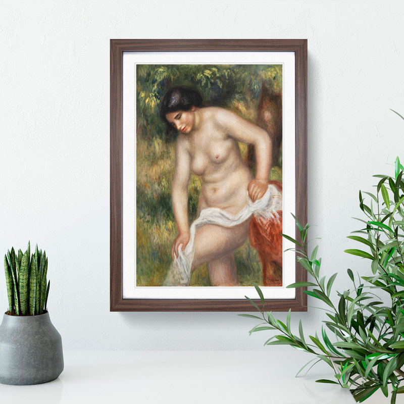 Bather Drying Herself Vol.2 by Pierre-Auguste Renoir - Picture Frame Painting, 65cm H x 48cm W x 2cm D, Walnut