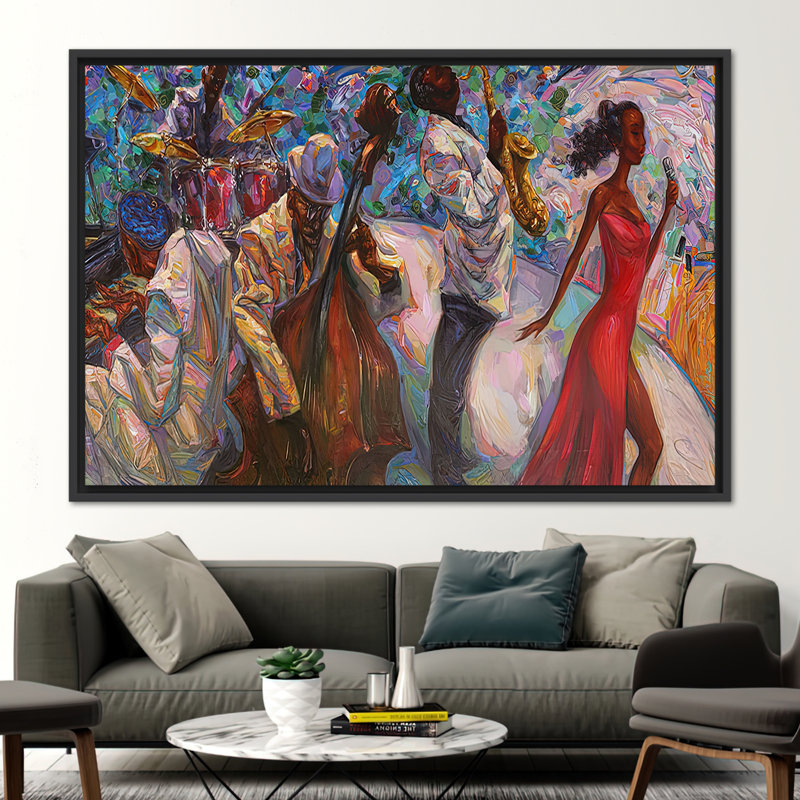 Print on Canvas, Black, Framed Print without Mat, 110 cm H x 250 cm W