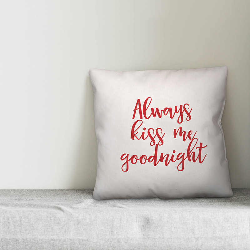  Coussin décoratif Always Kiss Me Goodnight, Coussin décoratif, Blanc / rouge