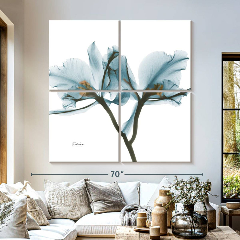 Orchidées en bleu, H 57 po x l 57 po