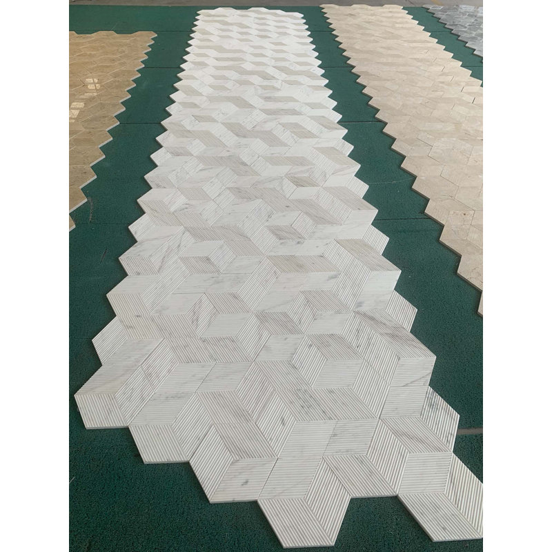 Carrelage hexagonal en pierre naturelle texturée 3D Hexagon pour mur, 1 boîte de 12 pièces