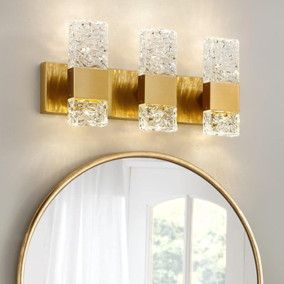 Modern Bathroom Lights - Bathroom Light Fixtures Over Mirror 30W Dimmable Crystal Wall Sconces 3 Lights Hardwired Wall Lights 4000K LED Bathroom Vanity Light Fixtures