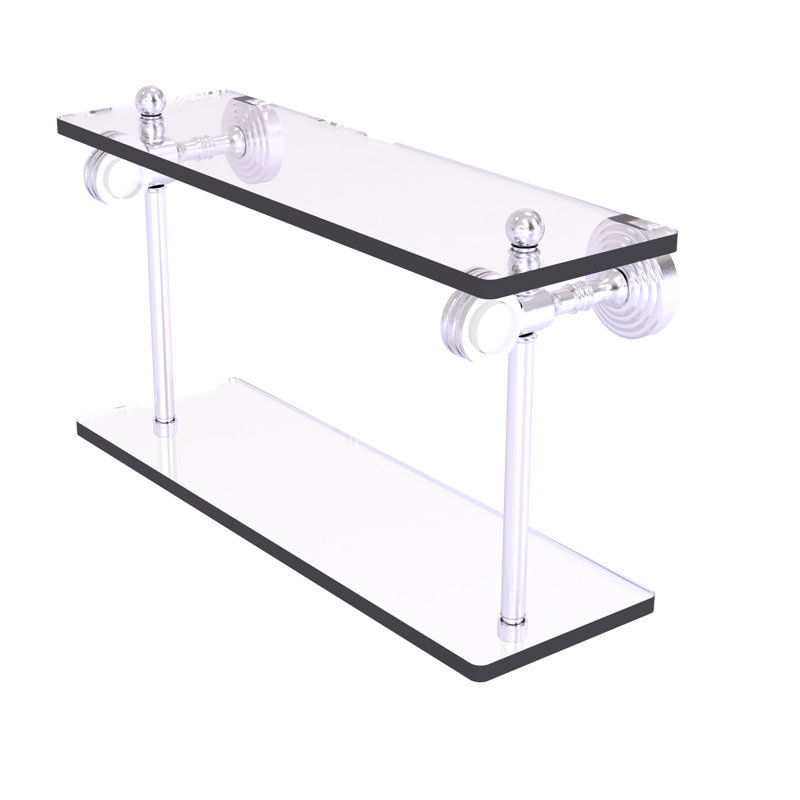 Étagère à 2 niveaux Jarrell, H 5,12 po x l 16 po x p 9,3 po, Chrome satiné