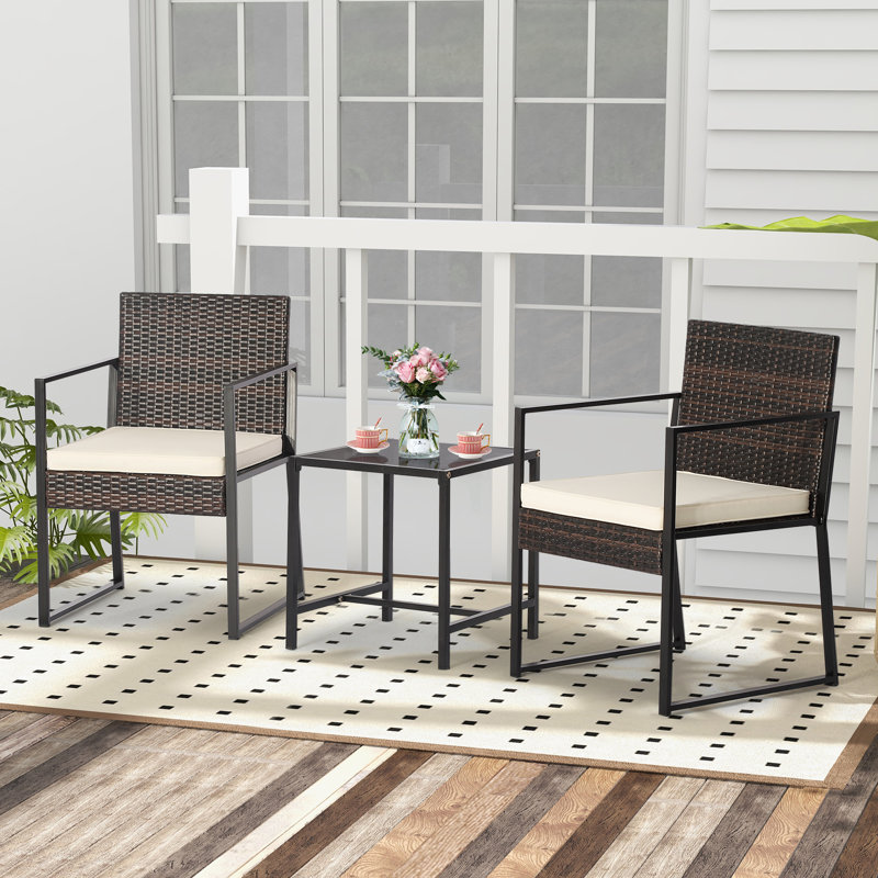 Amanjit 3 Piece Rattan Seating Group with Cushions