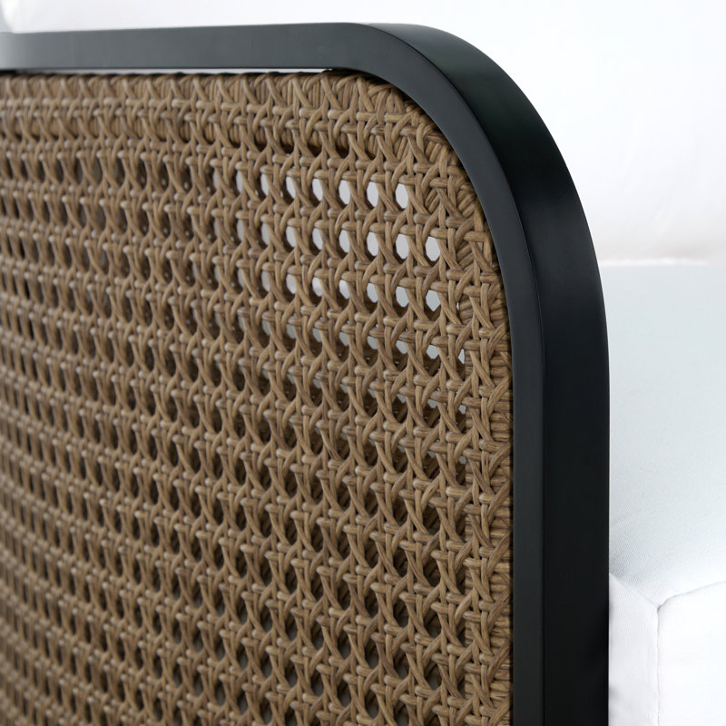 Havana Cane N-Dura Resin Wicker Swivel Lounge, Perigold Key Figure Twilight, Welt/Standard fill, Black
