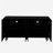 Modern Fluted Sideboard Buffet with Storage, Curve Element with Strict Lines, 4 Doors Storage Cabinet with Adjustable Shelves for Kitchen, Dining Room, Living Room (Black)