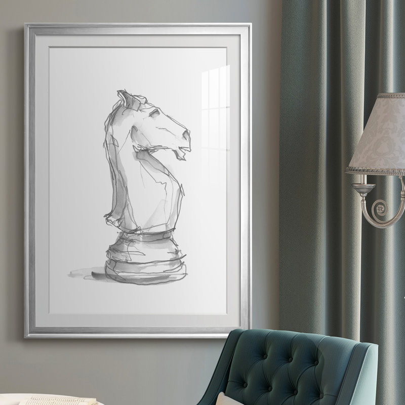 Chess Room Study I - Reproduction de cadre photo, H 42,5 po x l 30,5 po x P 1 po, Argent