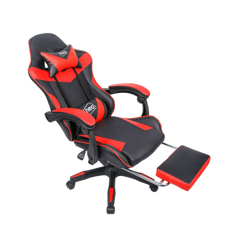 Racing Massage Computer Gaming Chair with Footrest, Red/Black