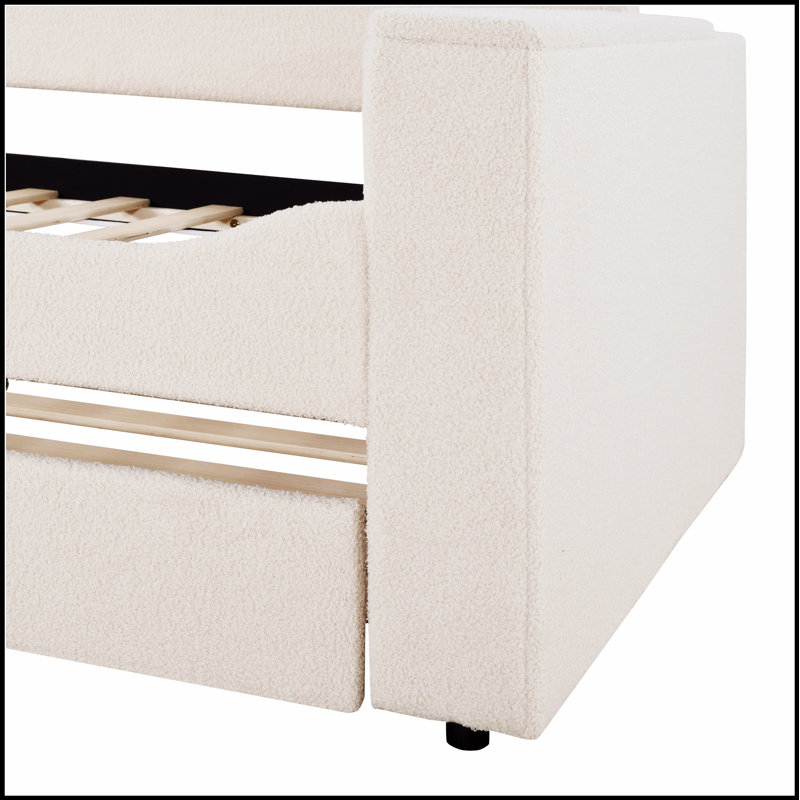 Upholstered Daybed with Storage Armrests, Trundle, and Latest Integrated Bluetooth Audio System for Modern Comfort, Twin
