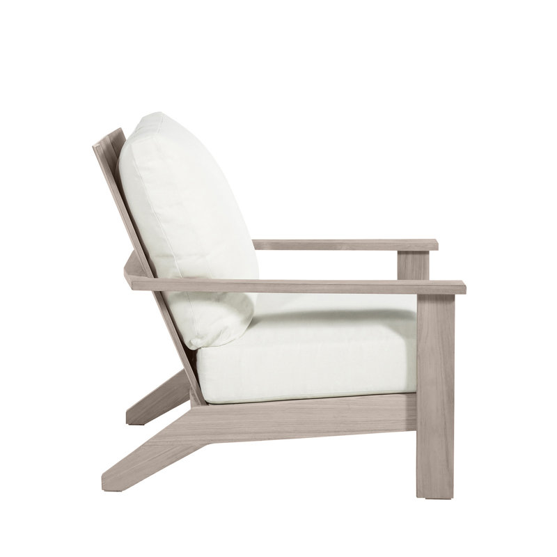 Ashland Patio Lounge Chair with Cushions, Welt, Natural White, Oyster Teak