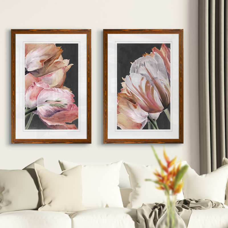 « pastel perroquet tulipes iii » par vincent van gogh, ensemble de 2 reproductions d’art sur cadre photo, Blanc