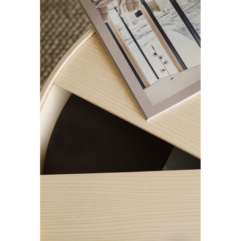 Arc Coffe Table, 15" H x 35" L x 35" W, White Pigmented Lacquered Ash