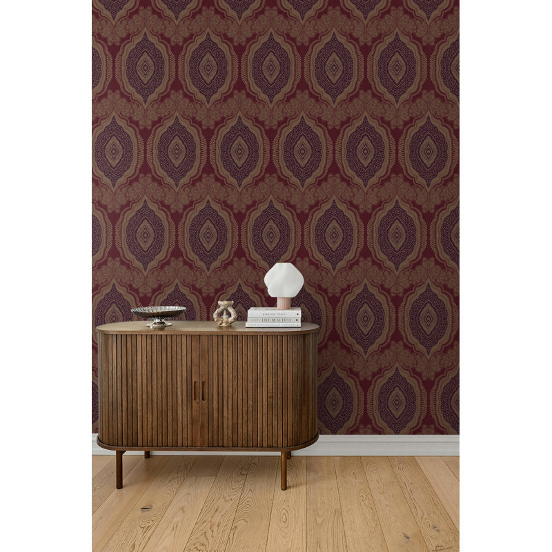 Papier peint Beckenham Designs Maroon Delphine, Marron